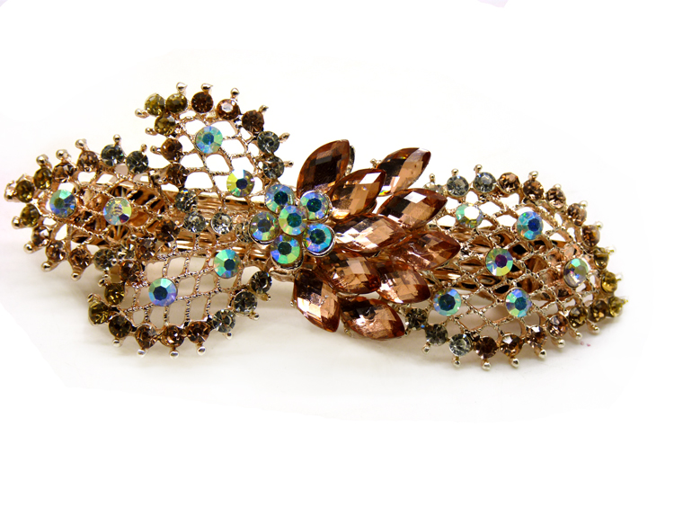 韩国发饰马尾夹头饰孔雀弹簧夹顶夹横夹-14  韩国正品 永久闪耀 水钻镶钻