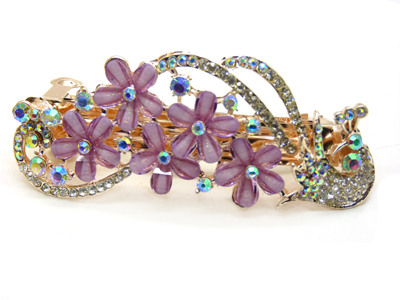 韩国发饰马尾夹头饰孔雀弹簧夹顶夹横夹-18	韩国正品 永久闪耀  合金保色