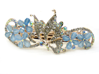 韩国发饰马尾夹头饰孔雀弹簧夹顶夹横夹-18	韩国正品  永久闪耀  合金保色