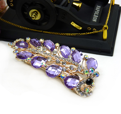 韩国发饰马尾夹头饰孔雀弹簧夹顶夹横夹-9  永久闪耀 合金保色 韩国正品