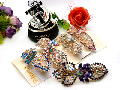 韩国发饰马尾夹头饰孔雀弹簧夹顶夹横夹-14	韩国正品  永久闪耀 合金保色