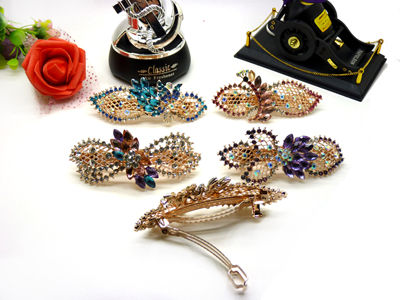 韩国发饰马尾夹头饰孔雀弹簧夹顶夹横夹-14