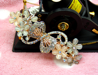 韩国发饰马尾夹头饰孔雀弹簧夹顶夹横夹-18	韩国正品 永久闪耀 合金保色