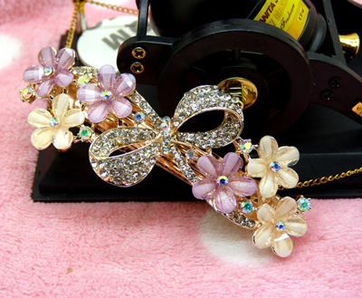 韩国发饰马尾夹头饰孔雀弹簧夹顶夹横夹-18	韩国正品 永久闪耀 合金保色