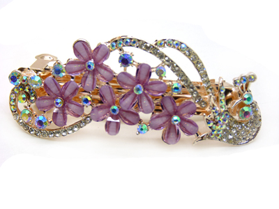 韩国发饰马尾夹头饰孔雀弹簧夹顶夹横夹-18  永久闪耀韩国正品  合金保色