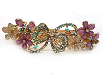 韩国发饰马尾夹头饰孔雀弹簧夹顶夹横夹-18	韩国正品  永久闪耀 合金保色