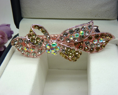 韩国发饰马尾夹头饰孔雀弹簧夹顶夹横夹-12  韩国正品 永久闪耀  合金保色