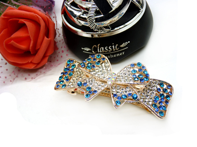 韩国发饰马尾夹头饰孔雀弹簧夹顶夹横夹-19  韩国正品  永久闪耀 合金保色