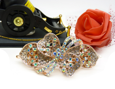 韩国发饰马尾夹头饰孔雀弹簧夹顶夹横夹-19	 韩国正品永久闪耀 合金保色