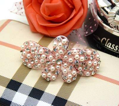 韩国发饰马尾夹头饰孔雀弹簧夹顶夹横夹-4  韩国正品  永久闪耀 合金保色