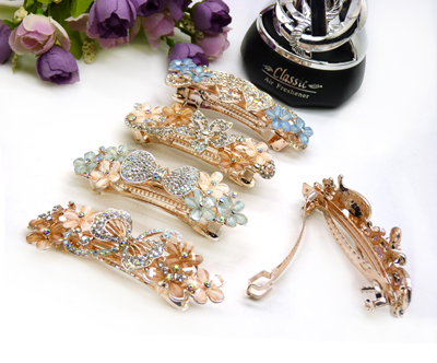 韩国正品韩国发饰马尾夹头饰孔雀弹簧夹顶夹横夹-18   永久闪耀