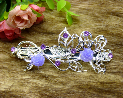 水钻镂空复古蝴蝶结发夹横夹顶夹韩国马尾夹	