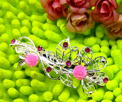 水钻镂空复古蝴蝶结发夹横夹顶夹韩国马尾夹	合金保色