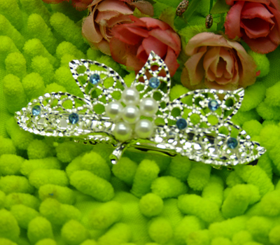 水钻镂空复古蝴蝶结发夹横夹顶夹韩国马尾夹  珍珠镶钻