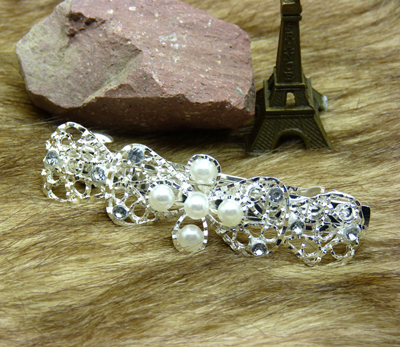 韩国人气款 超美闪亮珍珠亮钻合金压夹发夹边夹 