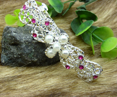 韩国人气款 超美闪亮珍珠亮钻合金压夹发夹边夹	