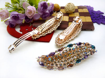 韩版仿水晶发饰横夹弹簧-弹簧夹8号	 韩国正品永久闪耀 合金保色