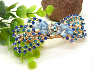 韩国正品 永久闪耀 琉璃水钻盘发发卡 横夹 弹簧夹-24号-10号	