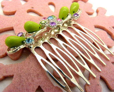 韩版水钻透明色珍珠花朵镶钻发梳 发梳