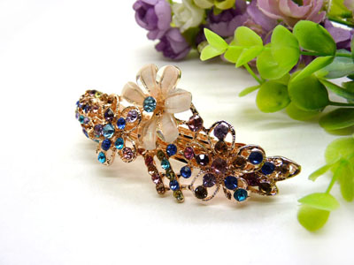 韩国正品 永久闪耀  琉璃水钻盘发发卡 横夹 弹簧夹-24号-10号