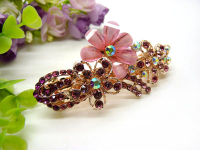 韩国正品 永久闪耀  琉璃水钻盘发发卡 横夹 弹簧夹-24号-10号