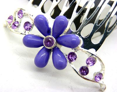 韩版闪耀梅花形状 透明色珍珠花朵镶钻发梳 发梳