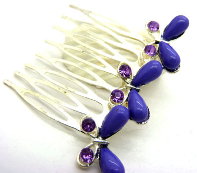 韩版蝴蝶发梳透明色珍珠花朵镶钻发梳 发梳