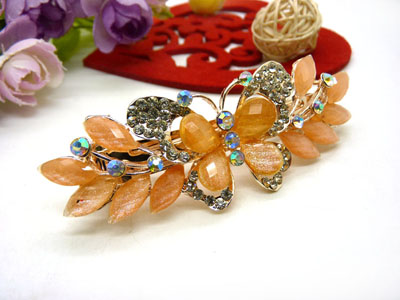 韩国正品  合金保色 琉璃水钻盘发发卡 横夹 弹簧夹-10号