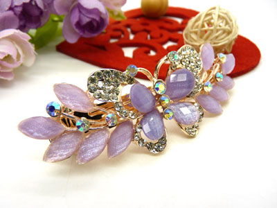 韩国正品 合金保色 琉璃水钻盘发发卡 横夹 弹簧夹-10号