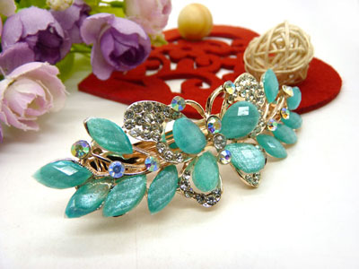 韩国正品  永久闪耀 合金保色 琉璃水钻盘发发卡 横夹 弹簧夹-10号