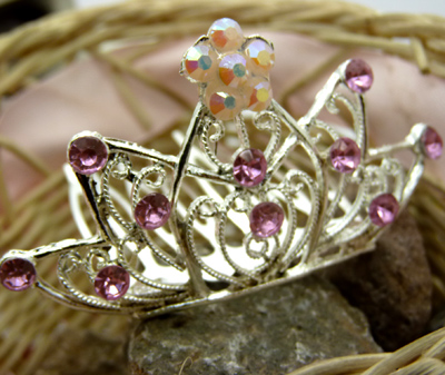 永久保色新娘饰品小钻合金韩式彩钻皇冠	