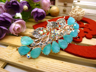 韩国正品 合金保色琉璃水钻盘发发卡 横夹 弹簧夹-10号