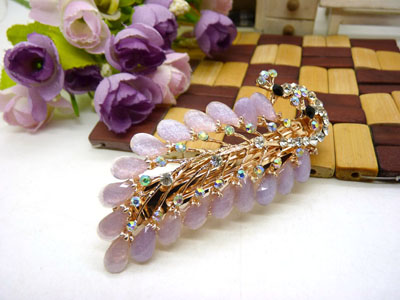 韩国正品 永久闪耀 合金保色 琉璃水钻盘发发卡 横夹 弹簧夹-10号