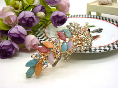 韩国正品 永久闪耀 合金保色 琉璃水钻盘发发卡 横夹 弹簧夹-10号