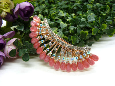 韩国正品 永久闪耀合金保色 琉璃水钻盘发发卡 横夹 弹簧夹-10号