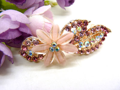 水钻合金大号横夹 弹簧夹一字夹 花朵马尾盘发卡子发夹-25号-13号	