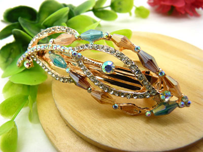 韩版发饰  树叶水钻盘发发卡 横夹 弹簧夹-25号-6号