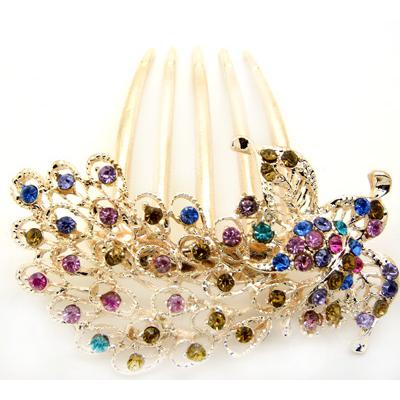 ★★★特价★★★水钻凤尾夹5齿插梳盘发工具发梳插卡水晶水钻发梳