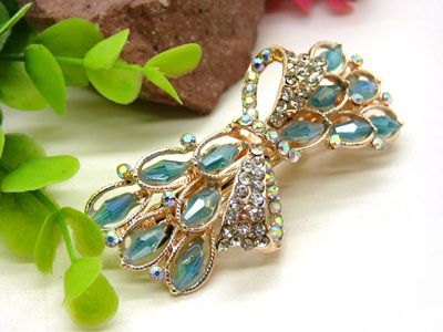 韩版发饰  树叶水钻盘发发卡 横夹 弹簧夹-25号-6号