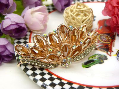 韩版发饰树叶水钻盘发发卡 横夹 弹簧夹-25号-6号