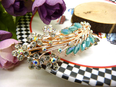 韩版发饰树叶水钻盘发发卡 横夹 弹簧夹-25号-6号