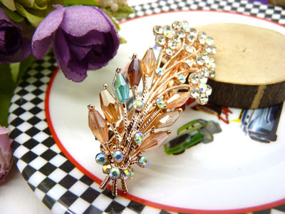 韩版发饰 琉璃顶夹 树叶水钻盘发发卡 横夹 弹簧夹-25号-6号