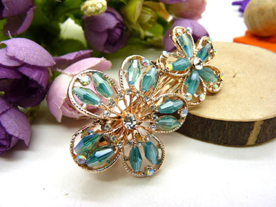 韩版发饰 琉璃顶夹树叶水钻盘发发卡 横夹 弹簧夹-25号-6号