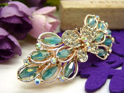 韩版发饰 琉璃顶夹树叶水钻盘发发卡 横夹 弹簧夹-25号-6号