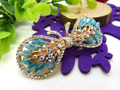 韩版发饰 琉璃顶夹树叶水钻盘发发卡 横夹 弹簧夹-25号-6号