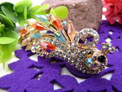 韩版发饰 琉璃顶夹 树叶水钻盘发发卡 横夹 弹簧夹-25号-6号