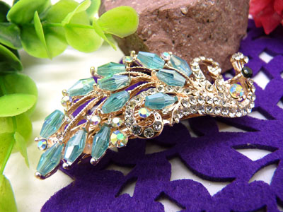 韩版发饰 琉璃顶夹树叶水钻盘发发卡 横夹 弹簧夹-25号-6号