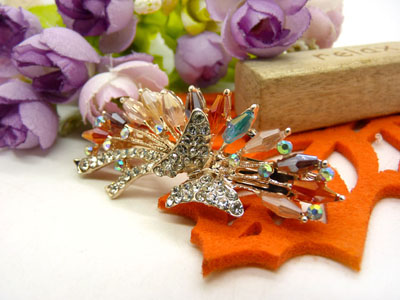 韩版发饰 琉璃顶夹树叶水钻盘发发卡 横夹 弹簧夹-25号-6号