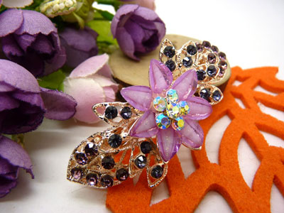 韩版发饰  蝴蝶结水钻盘发发卡 横夹 弹簧夹-5号	