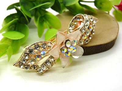 韩版发饰 顶夹 蝴蝶结水钻盘发发卡 横夹 弹簧夹-5号